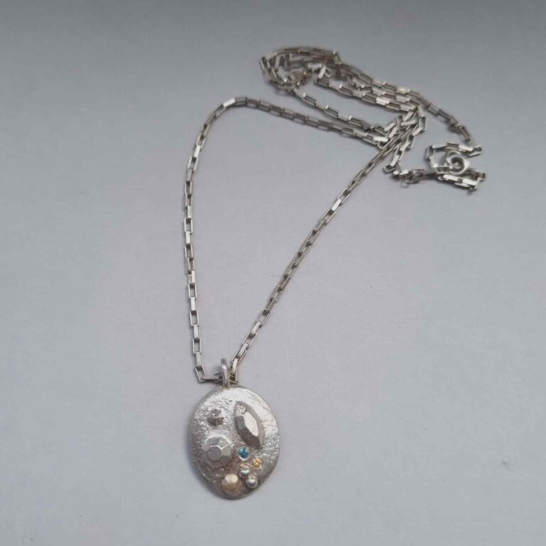 Sandcast Pendant on Chain by Cheryl Sills